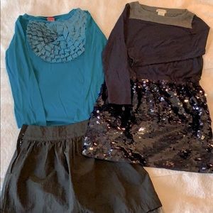 Girls Sz 7-8 3-Piece Bundle Crewcuts/Ivy Moon of 1 dress & 1 skirt & top. Cute!
